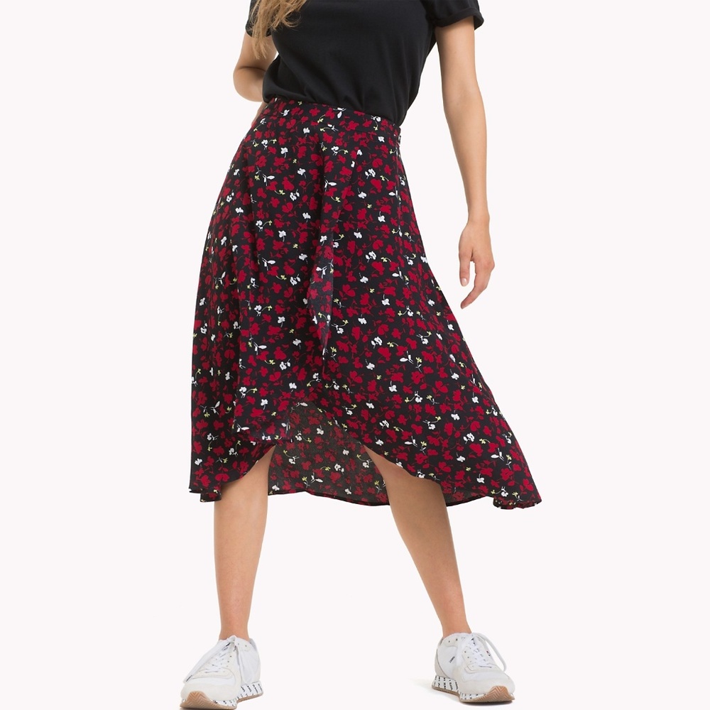Tommy Printed Hem Detail Skirt
